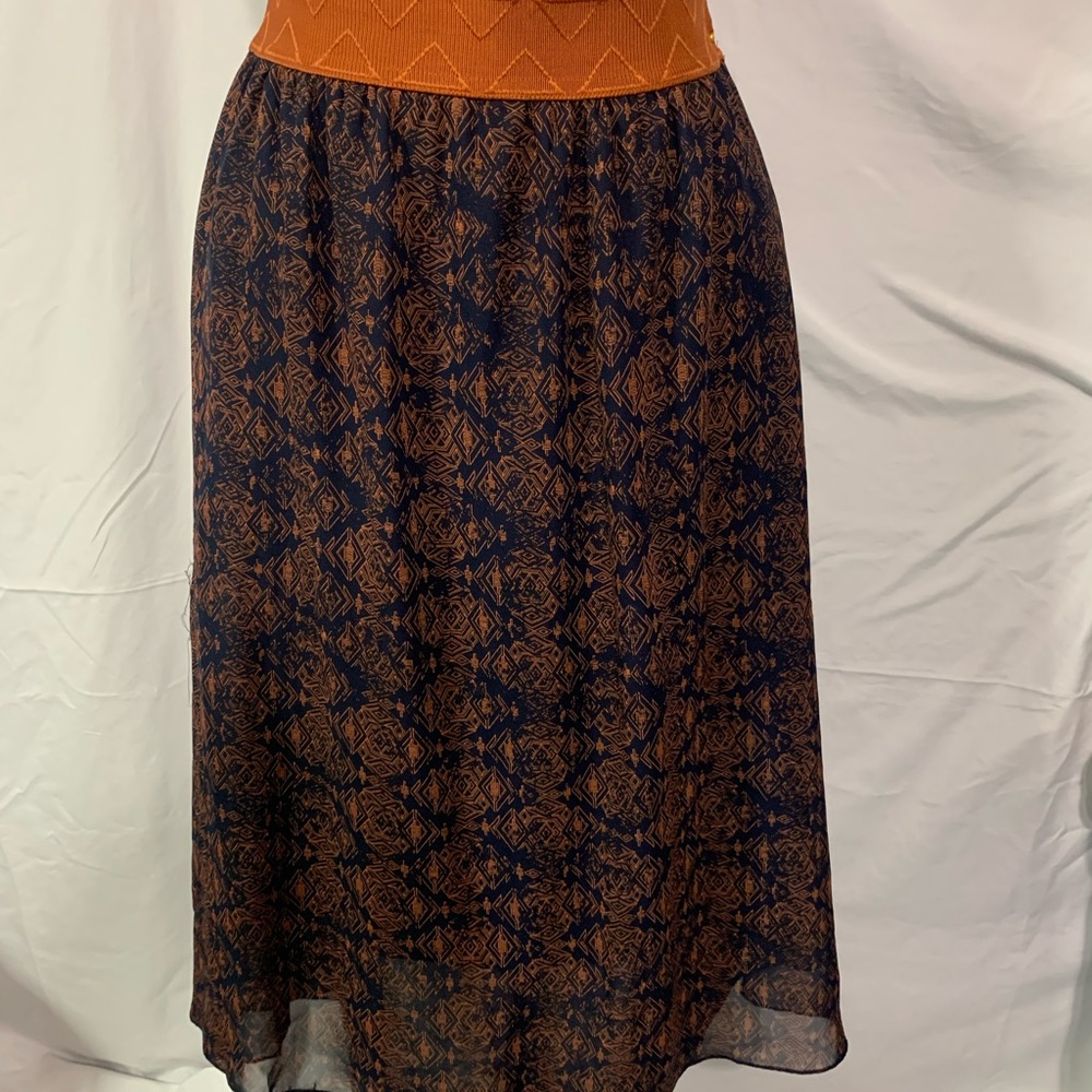 LuLaRoe Jill Skirt navy and burnt orange